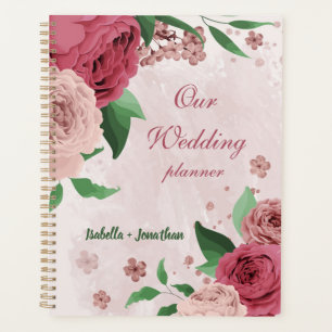 pink flowers green leaves wedding planner