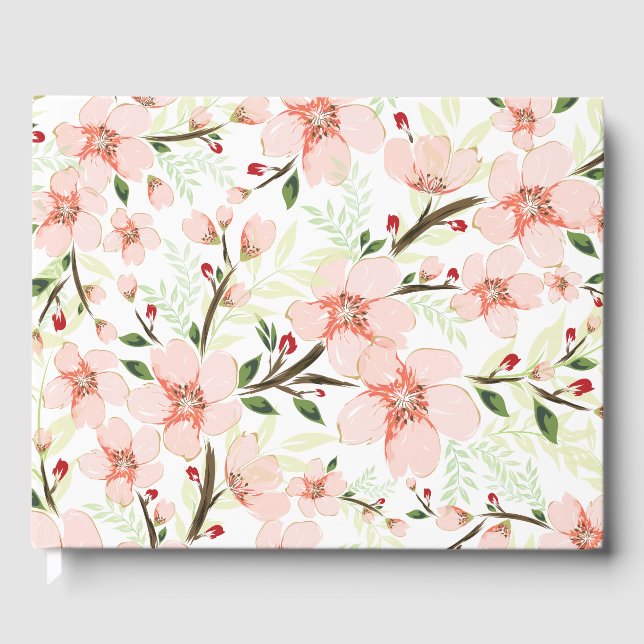 Pink flowers guest book (Front)