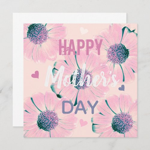 Pink Flowers  Happy Mothers Day Glass Coaster Nap