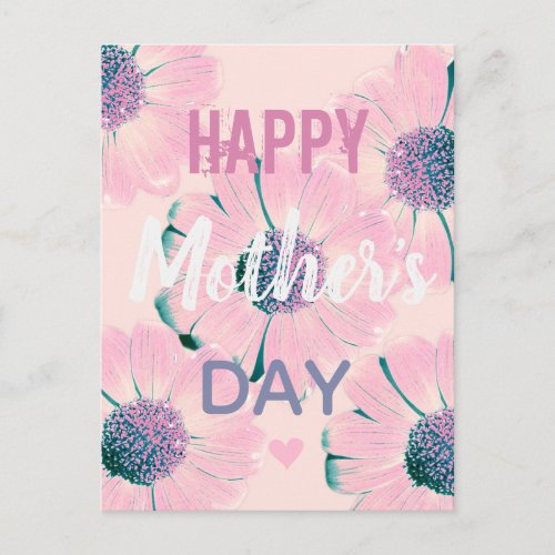 Pink Flowers  Happy Mothers Day  Postcard