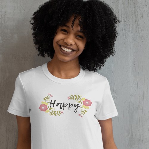 pink Flowers Happy Spring vibes T_Shirt