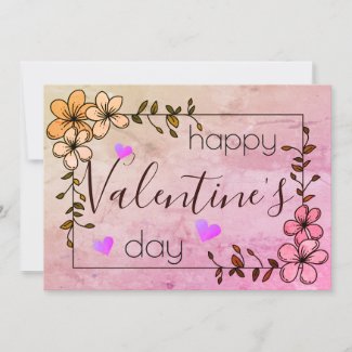 Pink flowers happy Valentine's day