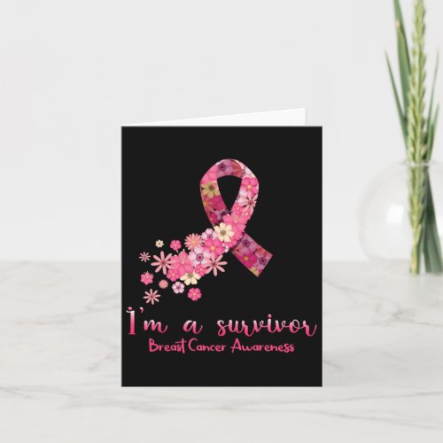 Pink Flowers Heart Im A Survivor Breast Cancer Aw Card