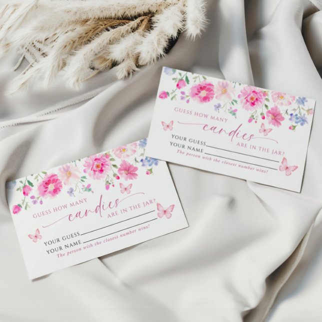 Pink Flowers How Many Candies Shower Game card (Creator Uploaded)