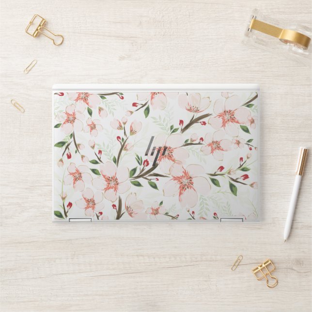 Pink flowers HP laptop skin (Desk)