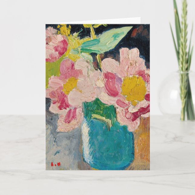 Pink Flowers in a Blue Vase | Louis Valtat Card (Front)