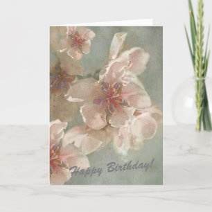 Pink Flowers in a Gentle Background Birthday Card