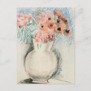 Pink Flowers in a Vase Christopher Wood Postcard