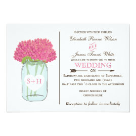 Pink Floral Mason jar 

Wedding Invitations 