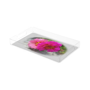 Pink flowers in the sun acrylic tray