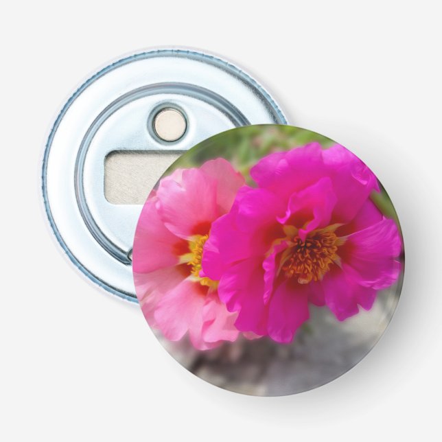 Pink flowers in the sun bottle opener (Front)