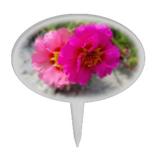 Pink flowers in the sun cake topper