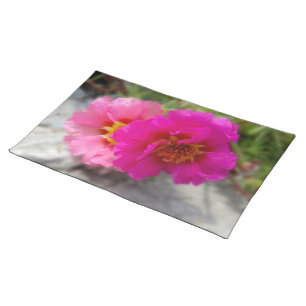 Pink flowers in the sun cloth placemat