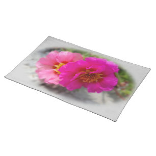 Pink flowers in the sun cloth placemat