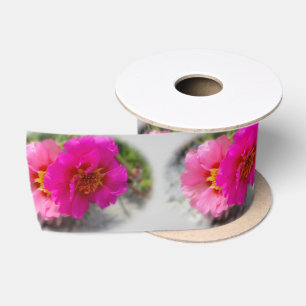 Pink flowers in the sun satin ribbon
