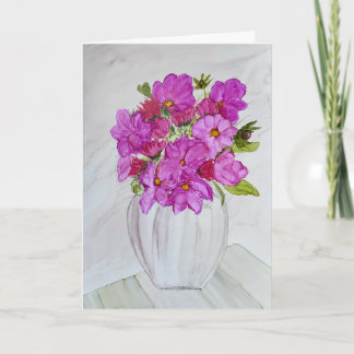 Pink Flowers in Vase Card