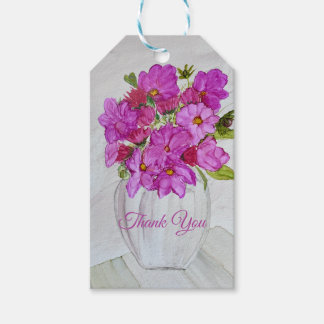 Pink Flowers in Vase Gift Tags