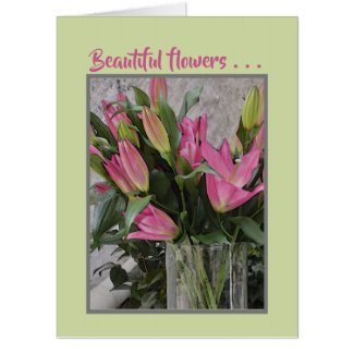 PINK FLOWERS IN VASE/OVERSIZE CARD/BIRTHDAY CARD