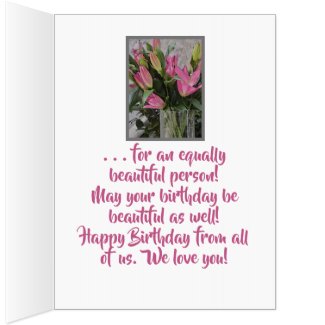 PINK FLOWERS IN VASE/OVERSIZE CARD/BIRTHDAY CARD