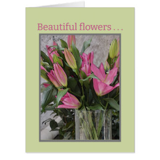 PINK FLOWERS IN VASE/OVERSIZE CARD/BIRTHDAY CARD