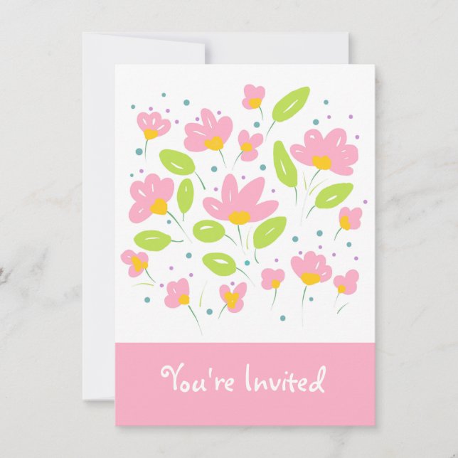 Pink Flowers Invitation (Front)