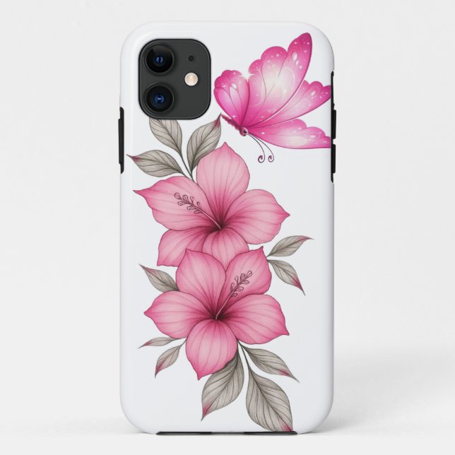 pink flowers iphone case (Back)