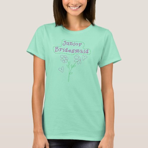 Pink Flowers Junior Bridesmaid T_Shirt