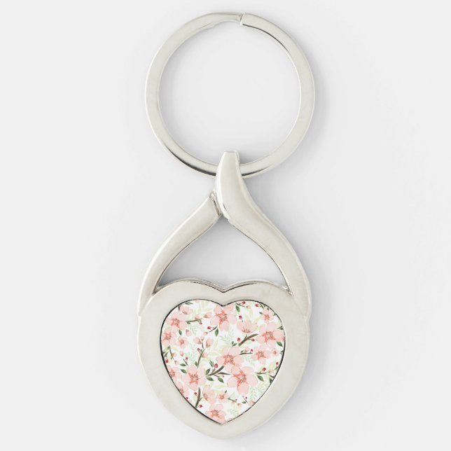 Pink flowers keychain (Front)