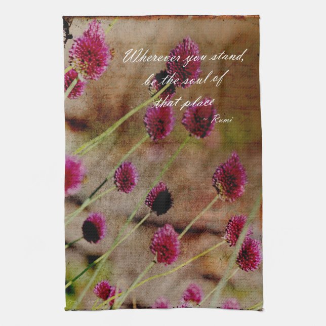 Pink Flowers Kitchen Towel (Vertical)