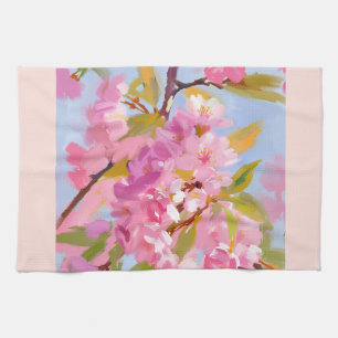 Pink Flowers Kitchen Towel