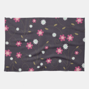 Pink Flowers Kitchen Towel