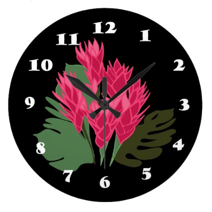 Pink Flowers Large Clock