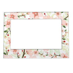 Pink flowers magnetic frame
