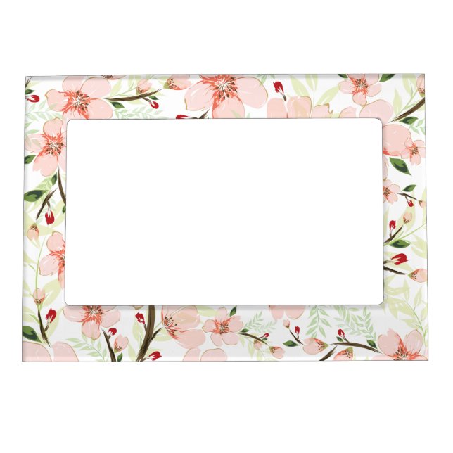Pink flowers magnetic frame (Front)