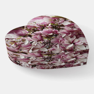 Pink Flowers Magnolia Blossom Floral Paperweight