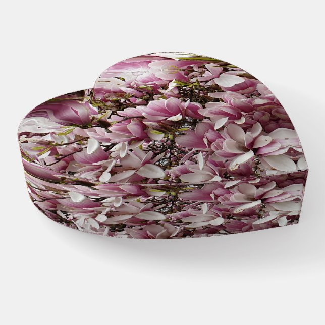Pink Flowers Magnolia Blossom Floral Paperweight (Angled)
