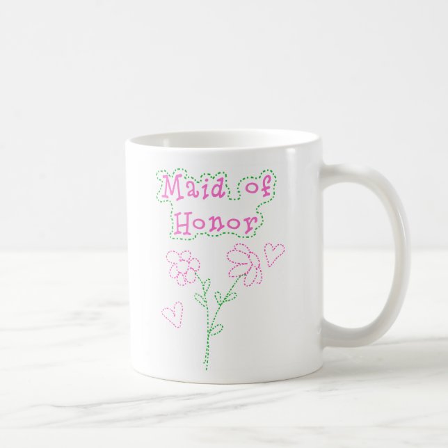 Pink Flowers Maid of Honor Coffee Mug (Right)