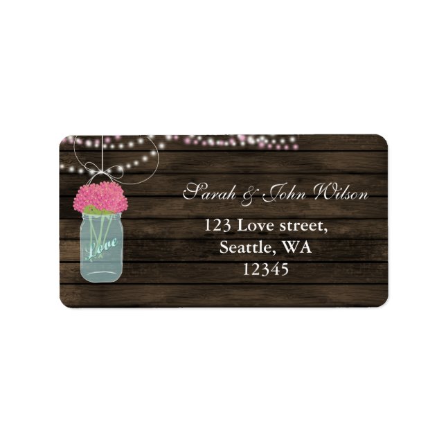 pink flowers mason jar address label (Front)