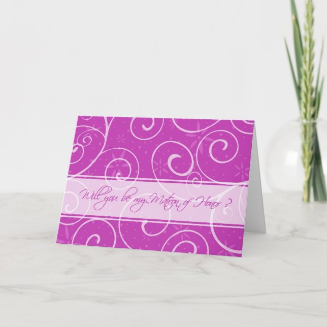Pink Flowers Matron of Honor Invitation Card (Front)