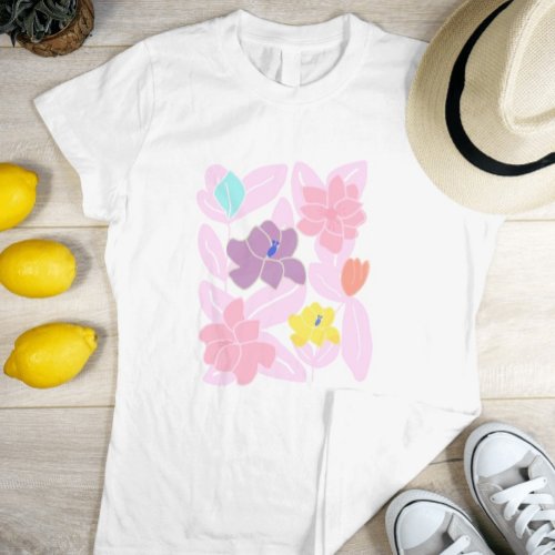 Pink flowers modern pretty fashion feminine T_Shirt