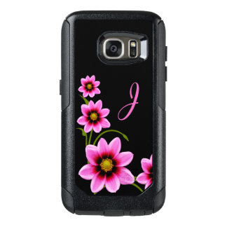 Pink Flowers Monogrammed Otterbox Samsung S7 Case