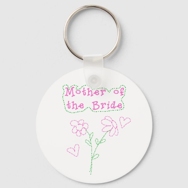 Pink Flowers Mother of Bride Keychain (Front)