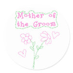 Pink Flowers Mother of  Groom Classic Round Sticker