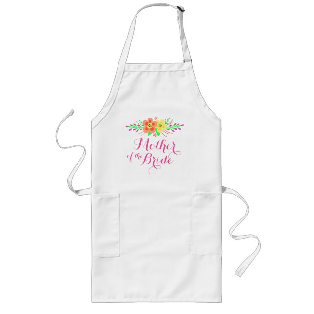 Pink Flowers Mother of the Bride Long Apron (Front)