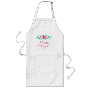 Pink Flowers Mother of the Bride Long Apron
