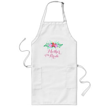 Pink Flowers Mother Of The Bride Long Apron by Precious_Presents at Zazzle