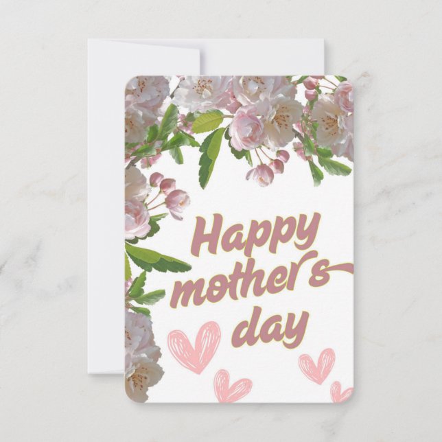 Pink Flowers Mothers Day Card (Front)
