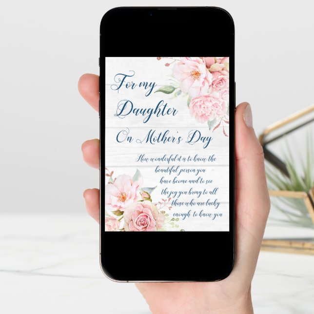 Pink Flowers Mother's Day Daughter Card (Front Digital)