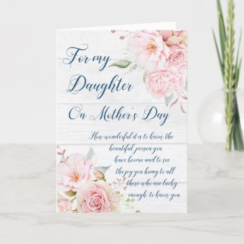 Pink Flowers Mother's Day Daughter Card by DreamingMindCards at Zazzle