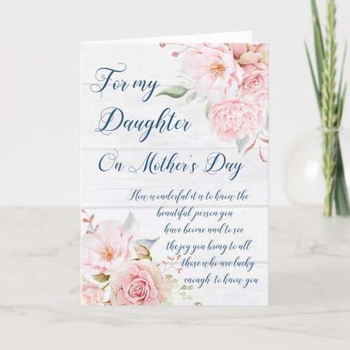 Pink Flowers Mothers Day Daughter Card